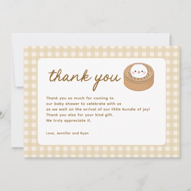 Carte De Remerciements Petit Baby shower de Bao en dumping (Devant)