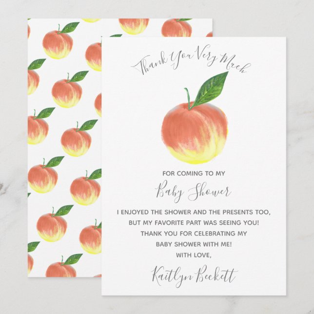 Carte De Remerciements Petit Baby shower doux (Devant / Derrière)