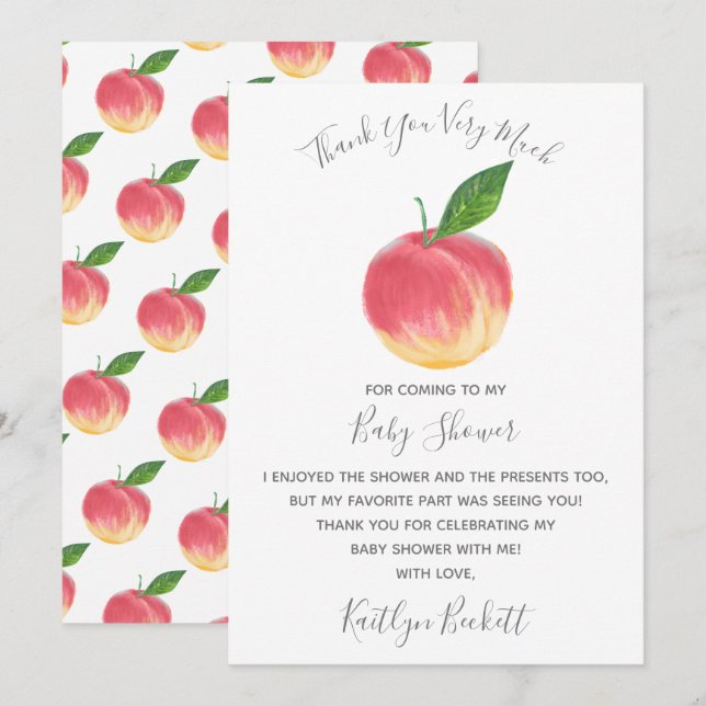 Carte De Remerciements Petit Baby shower doux (Devant / Derrière)