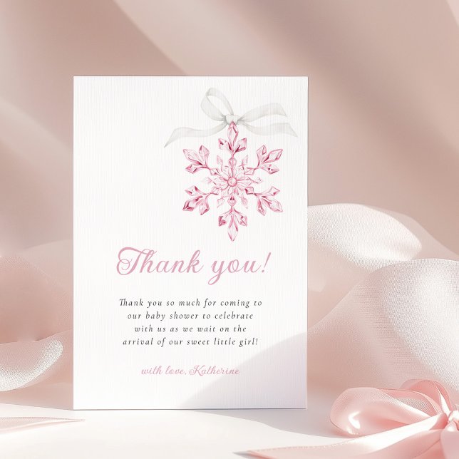 Carte De Remerciements Petit Baby shower minimal Fille de Feu de Neige (Créateur téléchargé)