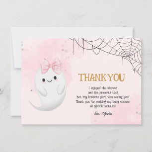 Carte De Remerciements Petit Boo Halloween fantôme fille baby shower