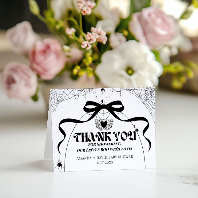 Carte De Remerciements Petit Boo minimal Baby shower gothique d'Halloween (Créateur téléchargé)