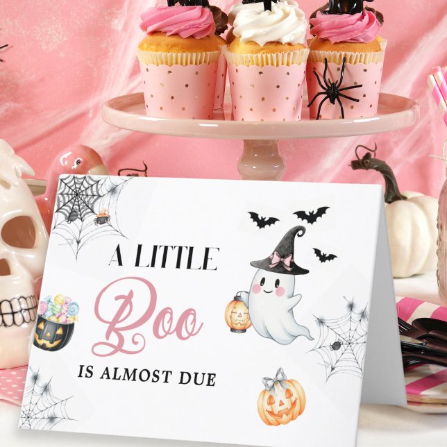 Carte De Remerciements Petit Boo rose Baby shower mignon Fantôme Citrouil (Créateur téléchargé)