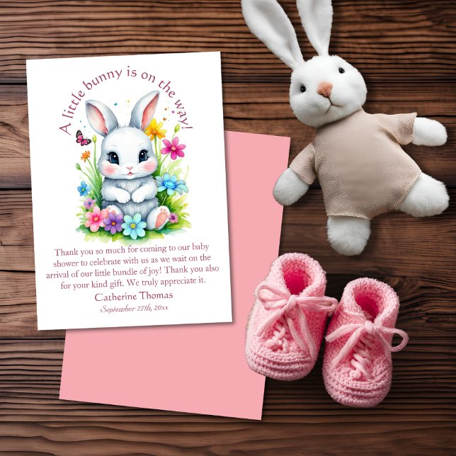 Carte De Remerciements Petit Bunny Jardin Fleur sauvage Baby shower de Pâ (Créateur téléchargé)
