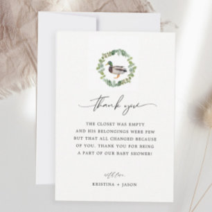 Carte De Remerciements Petit canard Baby shower de canard à canard