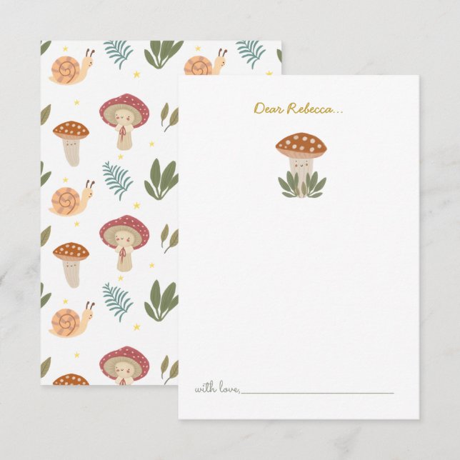 Carte De Remerciements Petit champignon d'aquarelle Anniversaire Capsule  (Devant / Derrière)