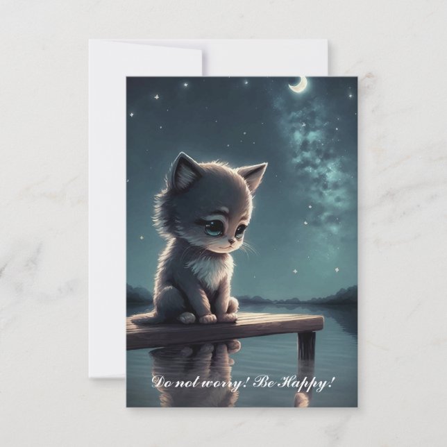 Carte De Remerciements Petit chat triste (Devant)