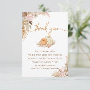 Carte De Remerciements Petit Citrouille Automne Boho automne Baby shower 