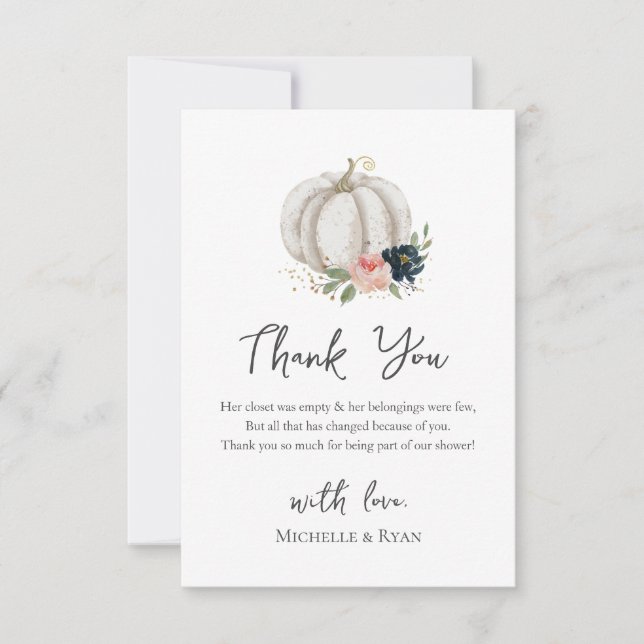 Carte De Remerciements Petit Citrouille En Route Baby shower (Devant)