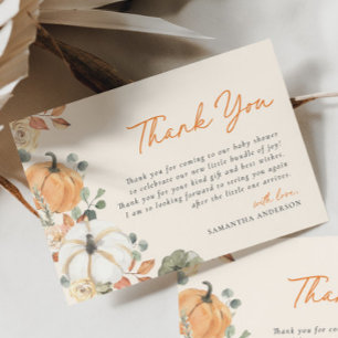 Carte De Remerciements Petit Citrouille Floral Boho Elégant Baby shower