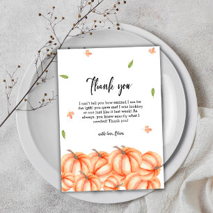 Carte De Remerciements Petit Citrouille simple Baby shower d'automne d'Ha