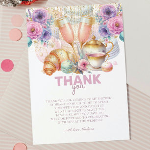 Carte De Remerciements Petit-déjeuner de mariage rose pastel paillettes o