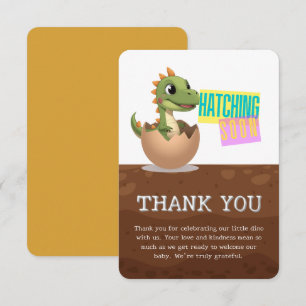 Carte De Remerciements Petit dinosaure qui va éclore bientôt