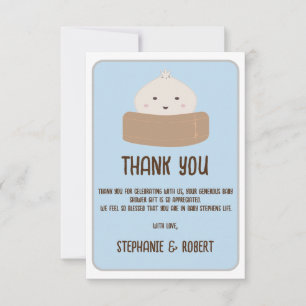 Carte De Remerciements Petit Dumpling Sur Le Chemin Baby shower Bleu
