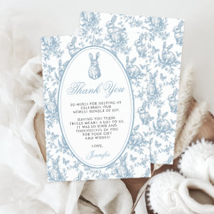 Carte De Remerciements Petit Lapin Bleu Bébé Garçon Baby Shower de Printe