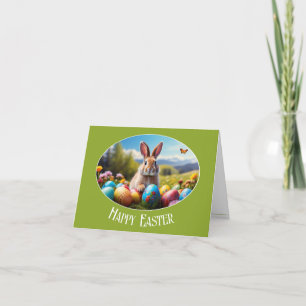 Carte De Remerciements Petit lapin de Pâques dans le paysage, ovale - car