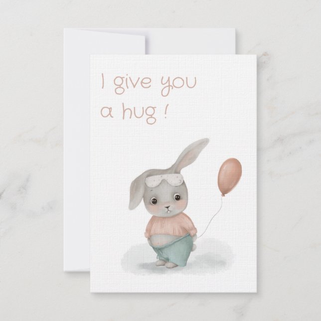 Carte De Remerciements petit lapin doux (Devant)