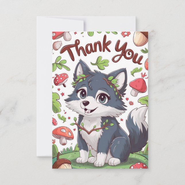 Carte De Remerciements Petit loup mystique (Devant)