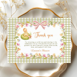 Carte De Remerciements Petit pois à l'intérieur d'une cosse, ruban floral
