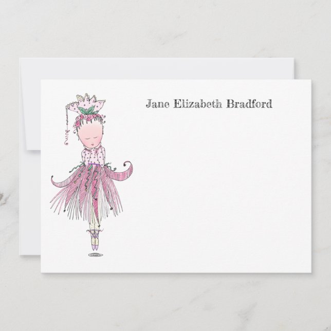 Carte De Remerciements Petite Ballerina rose Personnalisé (Devant)