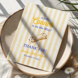 Carte De Remerciements Petite Cannoli Fête Bébé Italienne Jaune Bleu