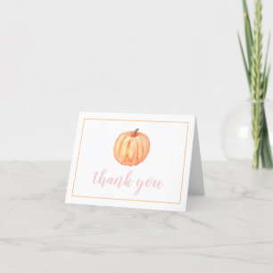 Carte De Remerciements Petite citrouille pastel rose à carreaux premier a