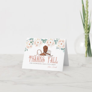 Carte De Remerciements Petite Cowgirl Fille Florale Baby Shower