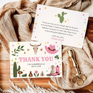 Carte De Remerciements Petite Cowgirl Rose Remerciement pour Baby Shower