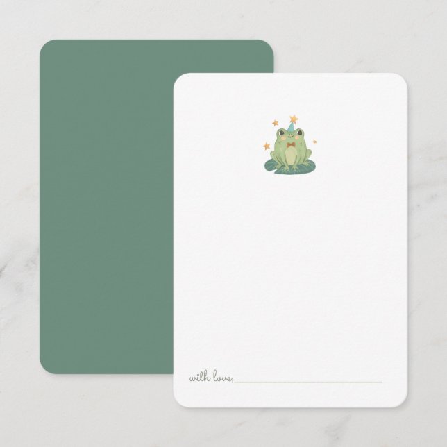 Carte De Remerciements Petite grenouille aquarelle Anniversaire Capsule q (Devant / Derrière)