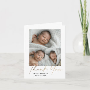 Carte De Remerciements Petite Mini Script 3 Photo Baby