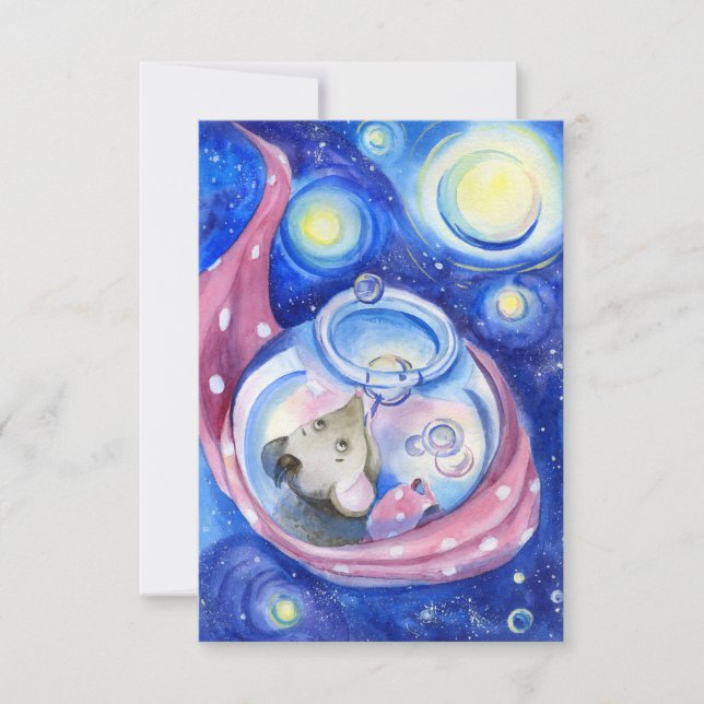 Carte de remerciements petite souris mignonne (Devant)