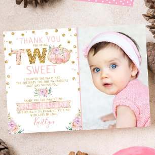 Carte De Remerciements Petites filles Citrouilles 2e anniversaire Photo