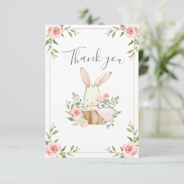 Carte De Remerciements Petites filles lapins Anniversaire (Debout devant)