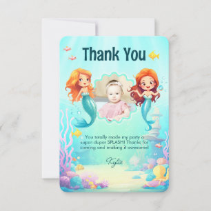 Carte De Remerciements Petites sirènes sous la mer Anniversaire