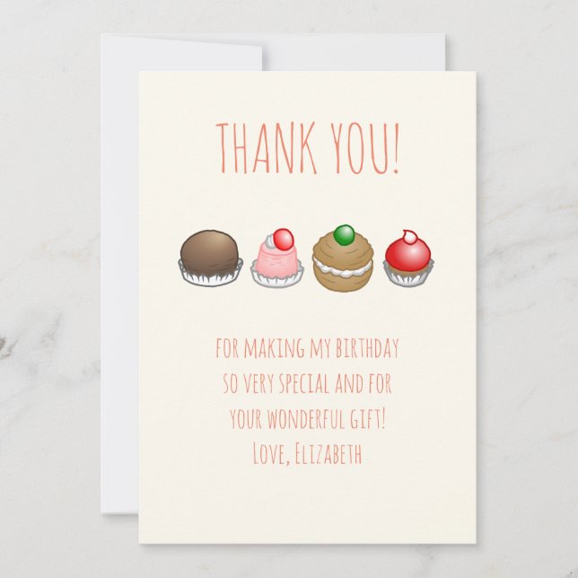 Carte De Remerciements Petits gâteaux (Devant)