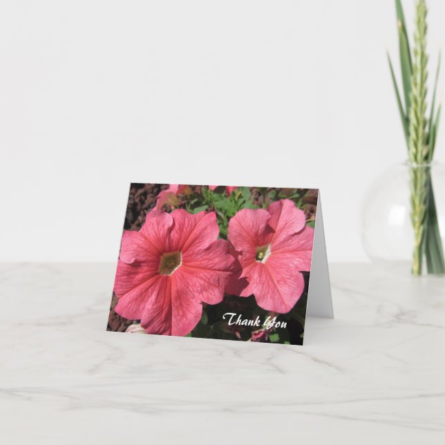 Carte De Remerciements Pétunias rose (Devant)