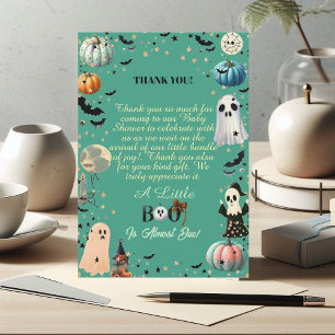 Carte De Remerciements Peu de BOO est dû Citrouille  Éffrayant Baby showe