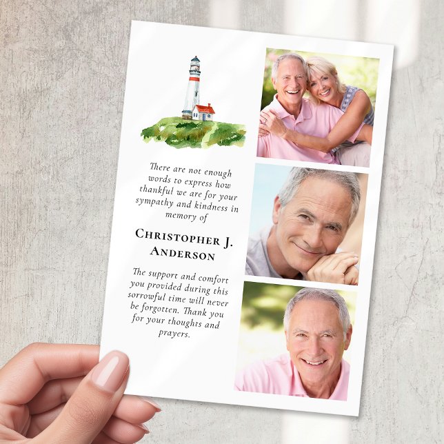 Carte De Remerciements Phare 3 Photo Sympathy Funeral (Créateur téléchargé)