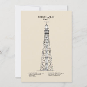 Carte De Remerciements Phare de Cape Charles - Virginie - SBD