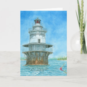 Carte De Remerciements Phare de Goose Rocks Aquarelle