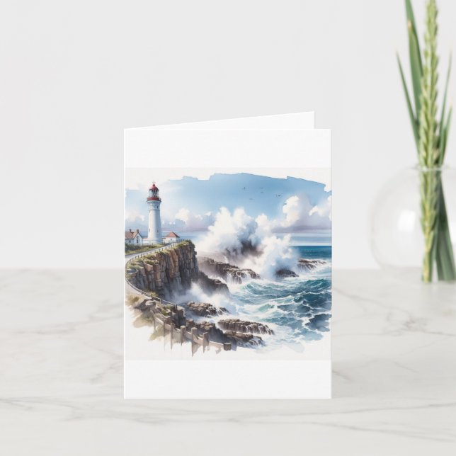 Carte De Remerciements Phare de la plage côtière (Devant)
