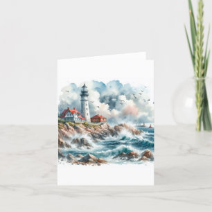 Carte De Remerciements Phare de la plage côtière