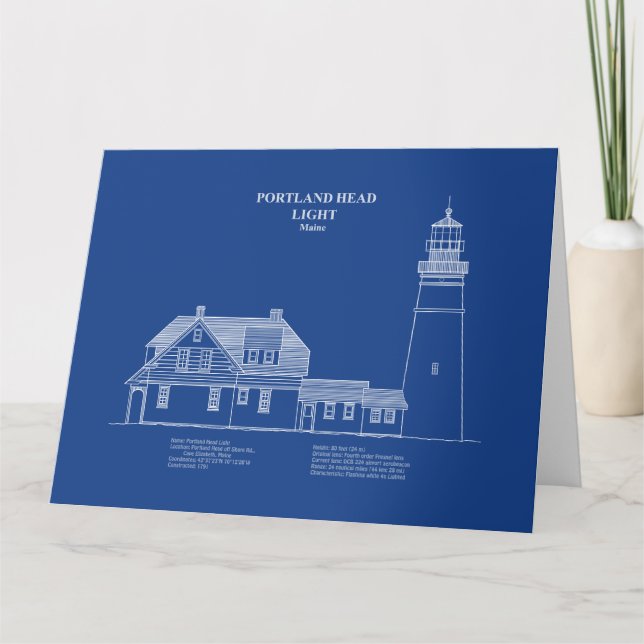 Carte De Remerciements Phare de Portland Head - Maine - AD (Devant)