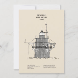 Carte De Remerciements Phare lumineux de Duxbury Pier - Massachusetts - S