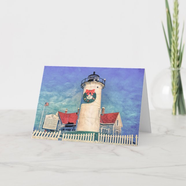 Carte De Remerciements Phare Nobska Bois Hole MA (Devant)