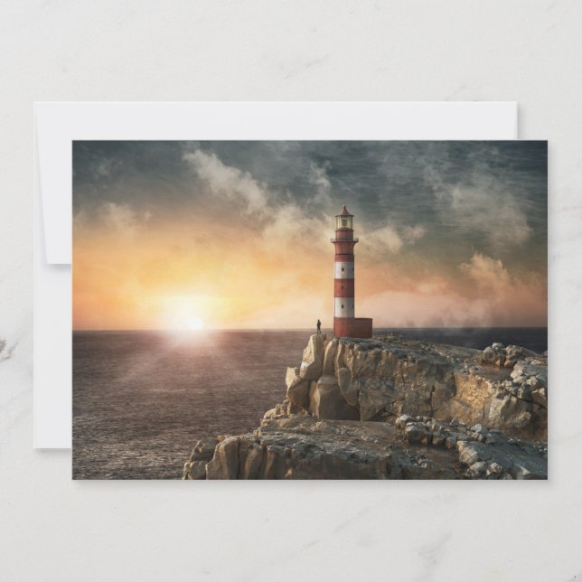 Carte De Remerciements Phares | Phare rouge et blanc (Devant)