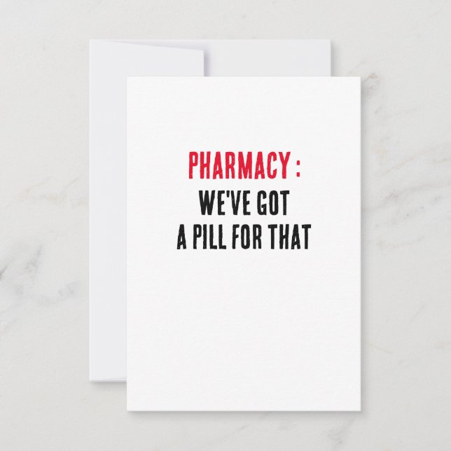 Carte De Remerciements Pharmacie : Nous avons une pilule pour ça (Devant)