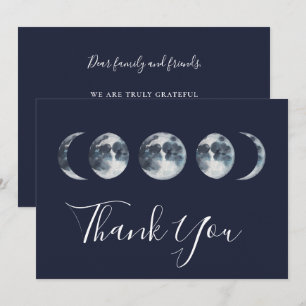 Carte De Remerciements Phase de la Lune céleste bleue de la marine 