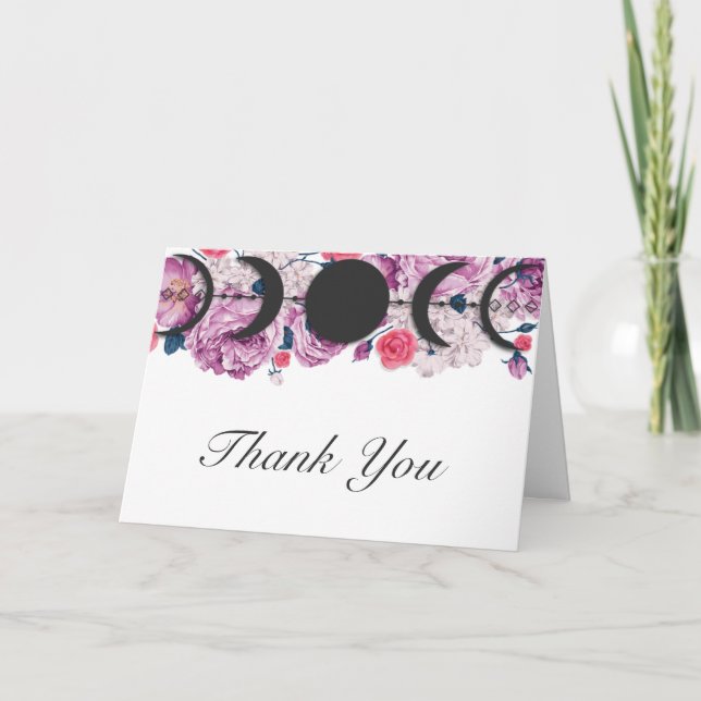 Carte De Remerciements Phases florales roses à la main (Devant)
