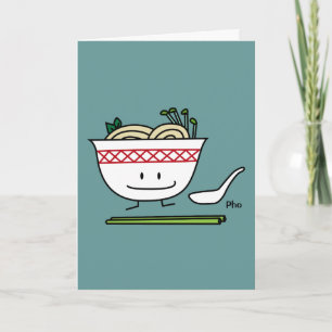 Carte De Remerciements Pho Noodle Bowl Viêt-nam cuillères à soupe baguett
